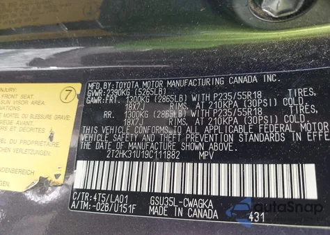 2009 Lexus Rx 350 из США, поврежденный, VIN 2T2HK31U19C111882